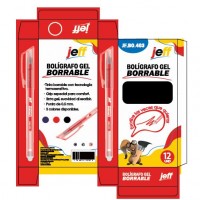 jeff BOLÍGRAFO GEL BORRABLE y diseño de etiqueta de bolígrafo rojo en desplegable