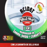 ACIDET SELLO ROJO LÍQUIDO 3 EN 1 MÁS DISEÑO DE ETIQUETA.